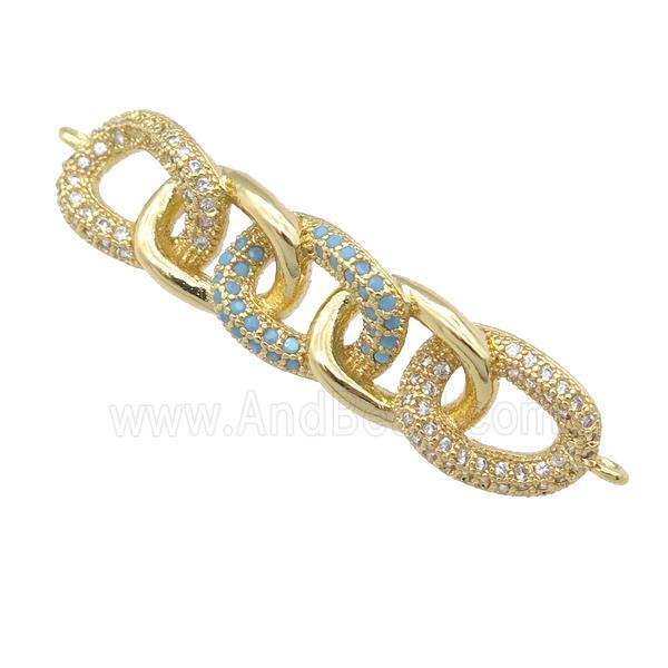 copper Linker Connector pave zircon, gold plated