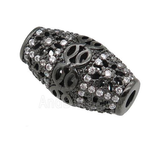 copper rice beads pave zircon, black plated