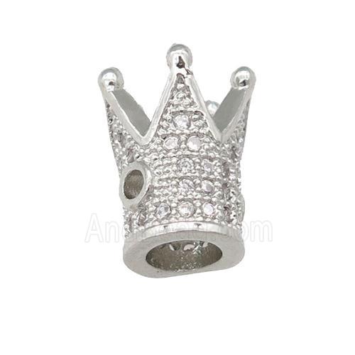 copper Crown beads pave zircon, platinum plated