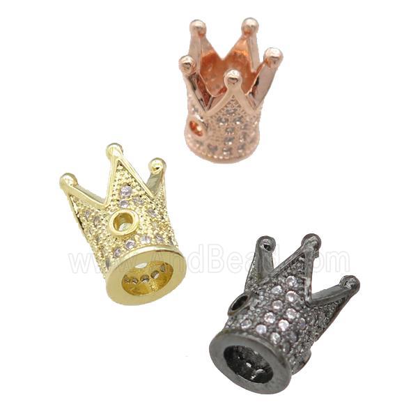 copper Crown beads pave zircon, mixed