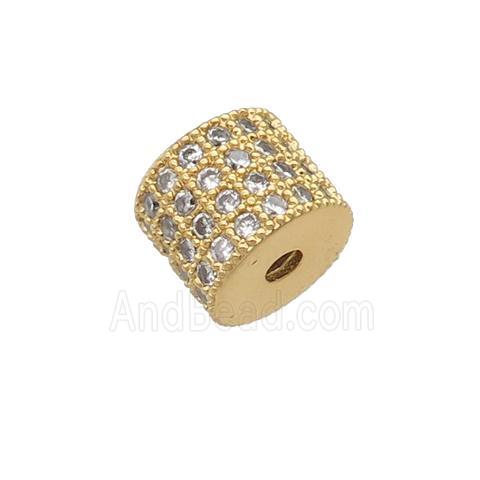 copper tube beads pave zircon, gold plated