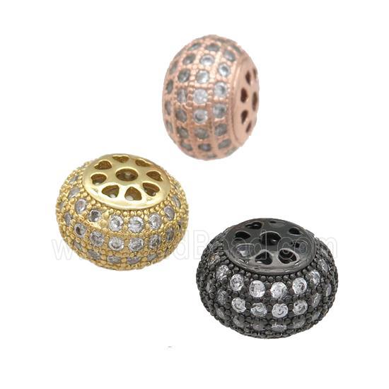 copper rondelle beads pave zircon, mixed