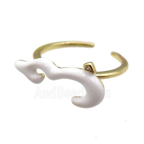 copper Ring with white enamel, gold plated