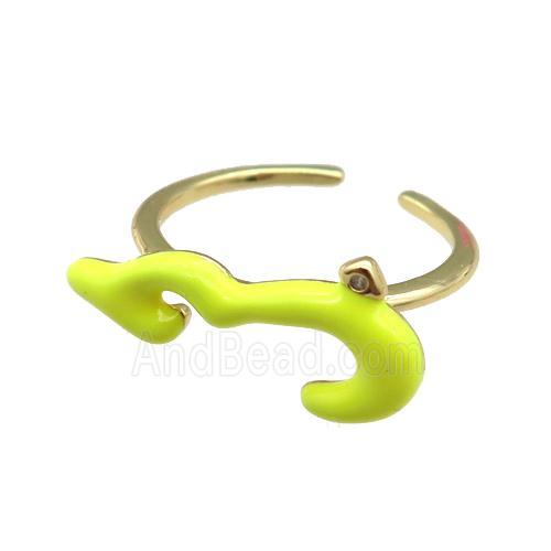 copper Ring with yellow enamel, gold plated