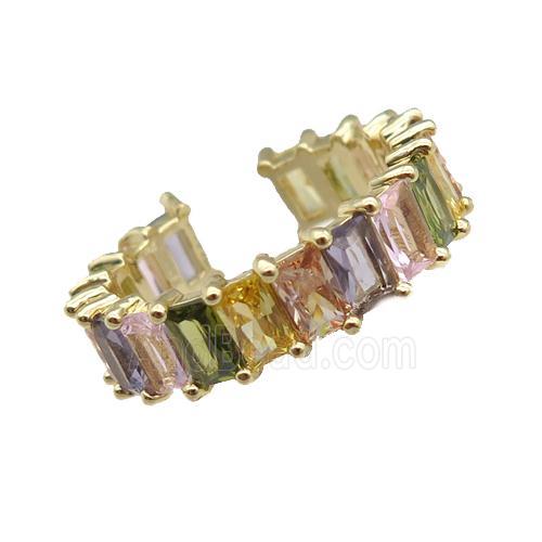copper Ring paved zircon, gold plated