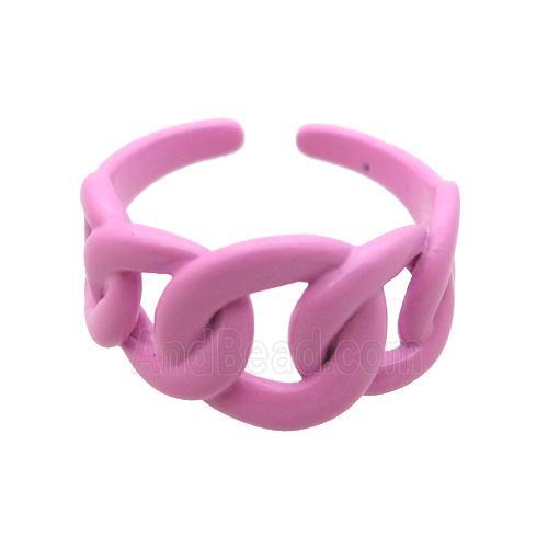 copper Ring with pink fire Lacquered