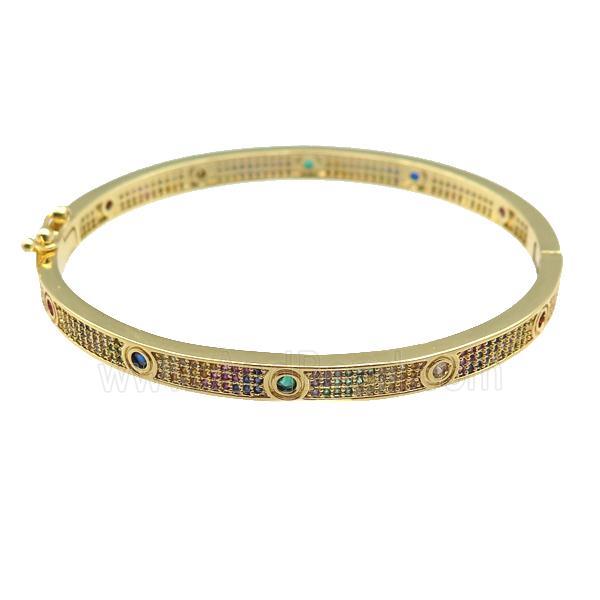 copper Bangle paved zircon, gold plated