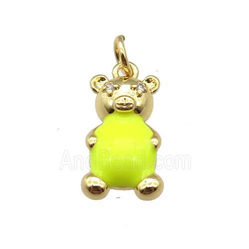 copper Bear pendant with yellow enamel, gold plated
