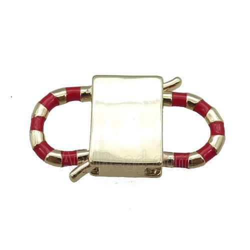 copper Clasp with red enamel, gold plated