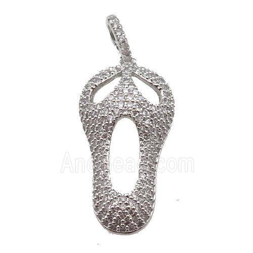 copper Skull charm pendant paved zircon, halloween, platinum plated
