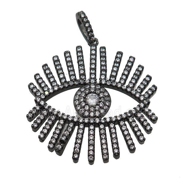 copper Eye charm pendant paved zircon, black plated