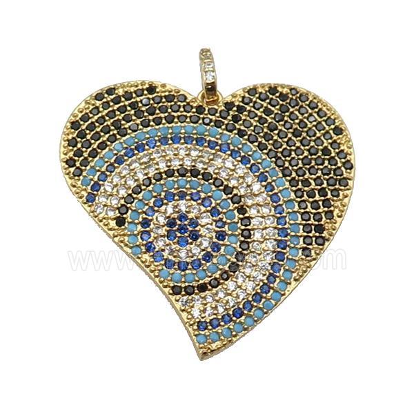 copper Heart pendant paved zircon, gold plated