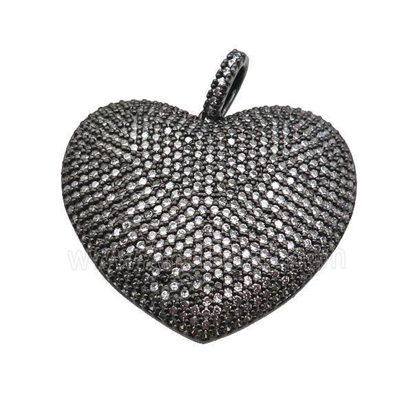 copper Heart pendant paved zircon, black plated
