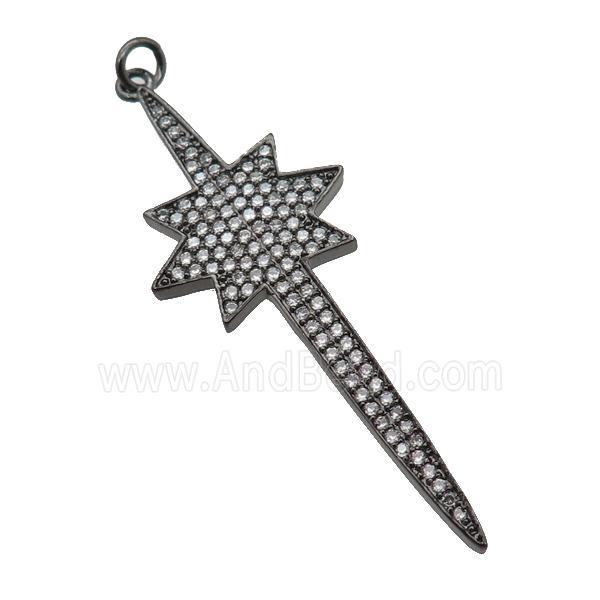 copper Northstar pendant paved zircon, black plated