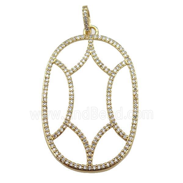 copper Tortoise pendant paved zircon, gold plated