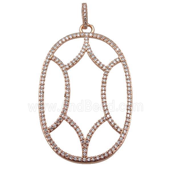 copper Tortoise pendant paved zircon, rose gold