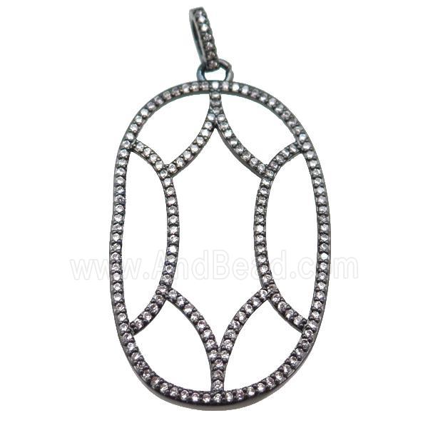 copper Tortoise pendant paved zircon, black plated