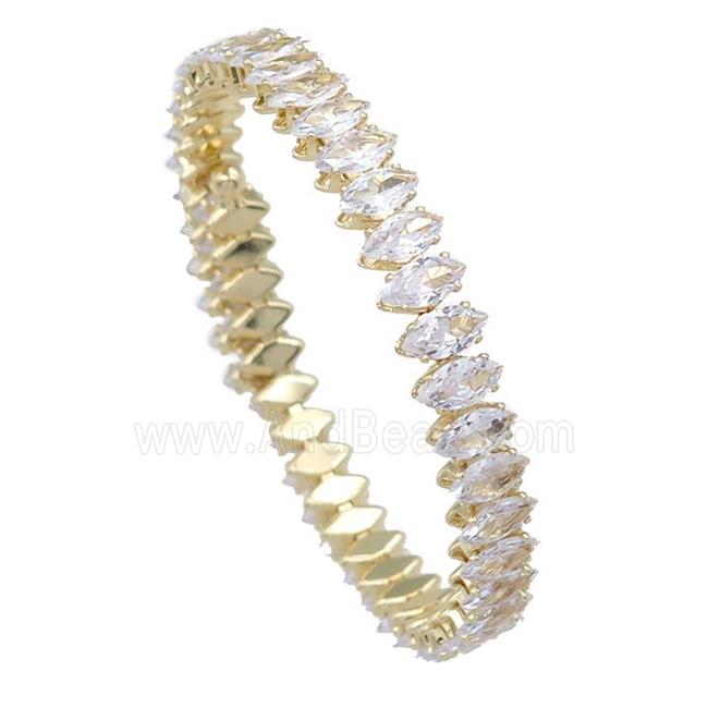 copper Bangle paved zircon, gold plated