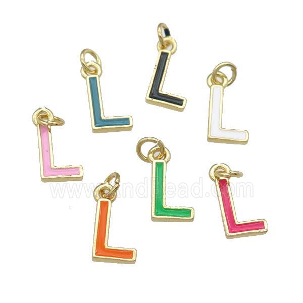 copper Letter-L pendant with enamel, mixed, gold plated