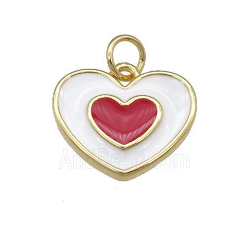 copper Heart pendant with white enamel, gold plated