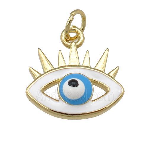 copper Evil Eye pendant with enamel, blue, gold plated