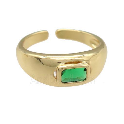 copper Ring paved green zircon, gold plated