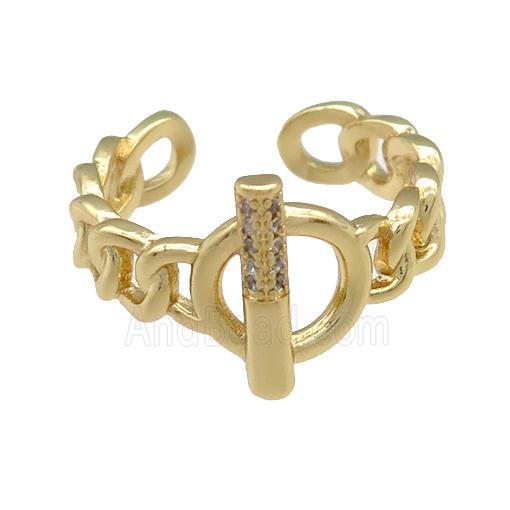 copper Ring paved zircon, gold plated