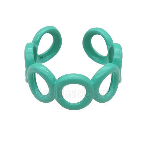 copper Ring with green fire lacquered
