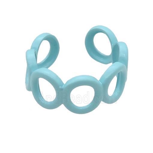 copper Ring with lt.blue fire lacquered