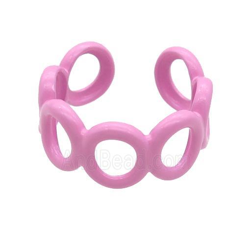 copper Ring with pink fire lacquered