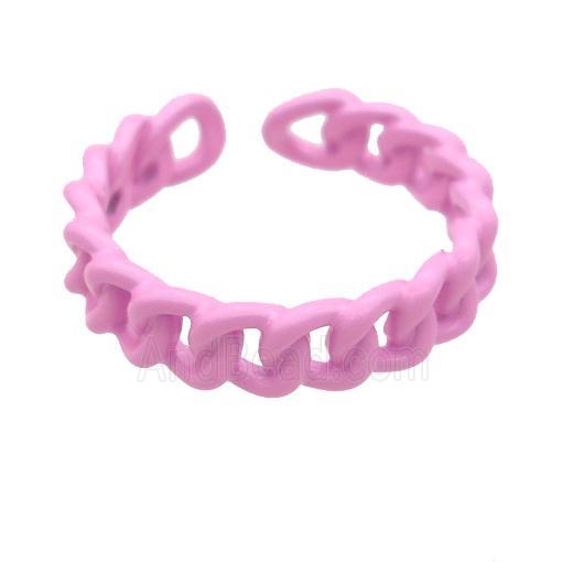 copper Ring with pink fire lacquered
