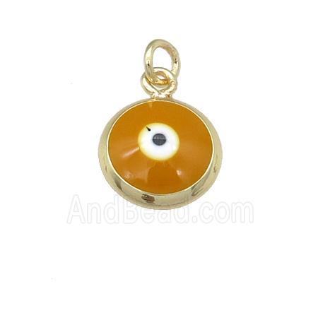 copper Evil Eye pendant with brown enamel, gold plated