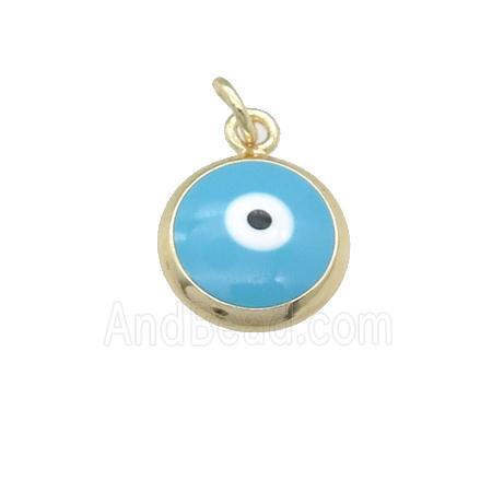 copper Evil Eye pendant with blue enamel, gold plated