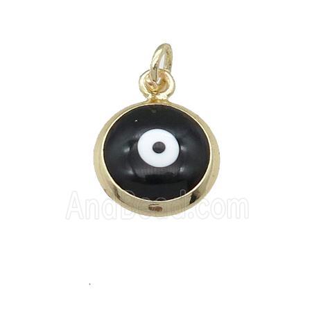 copper Evil Eye pendant with black enamel, gold plated