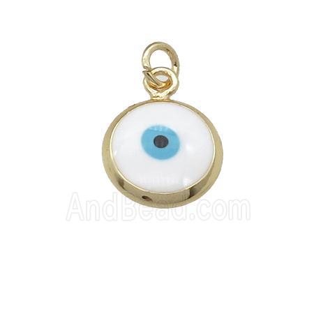 copper Evil Eye pendant with white enamel, gold plated