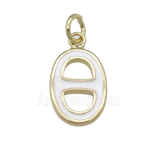 copper nose pendant with white enamel, gold plated