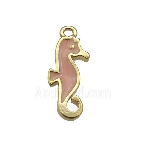 copper SeaHorse pendant with enamel, gold plated