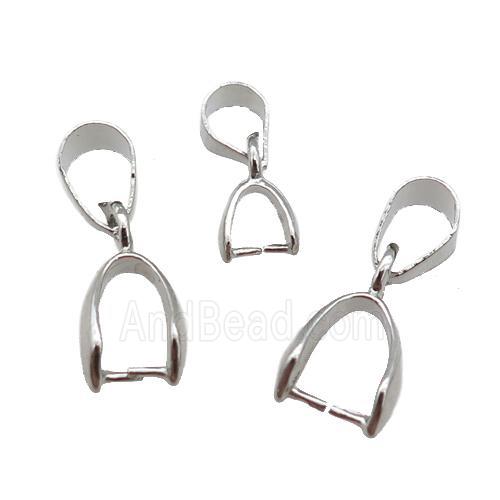 copper pinch bail, platinum plated