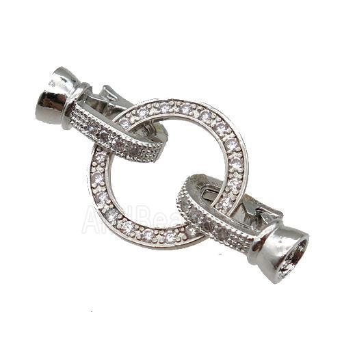 copper Clasp paved zircon, platinum plated