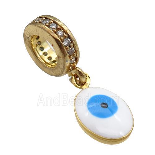 copper Evil Eye pendant with white enamel, gold plated