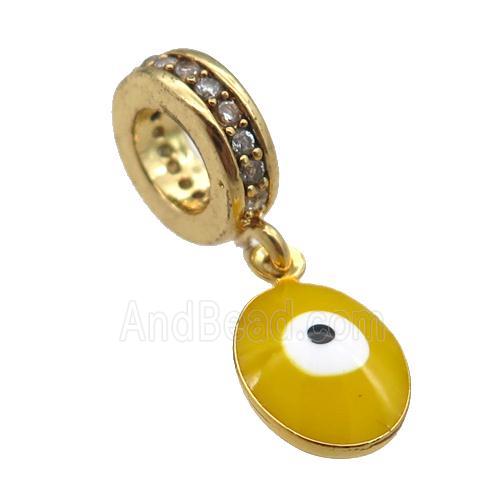 copper Evil Eye pendant with yellow enamel, gold plated