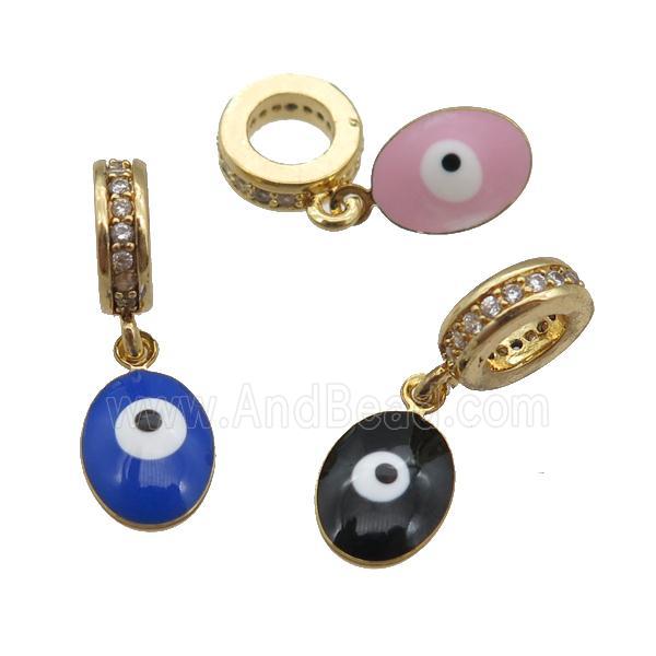 copper Evil Eye pendant with enamel, gold plated, mixed