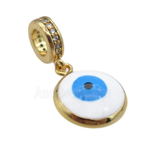 copper Evil Eye pendant with white enamel, gold plated