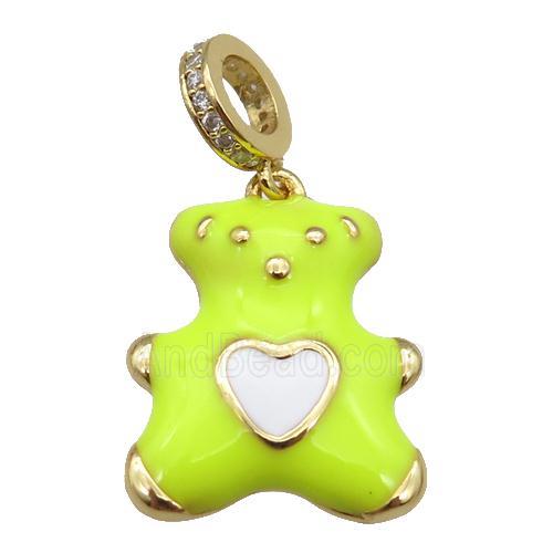 copper Bear pendant with yellow enamel, gold plated