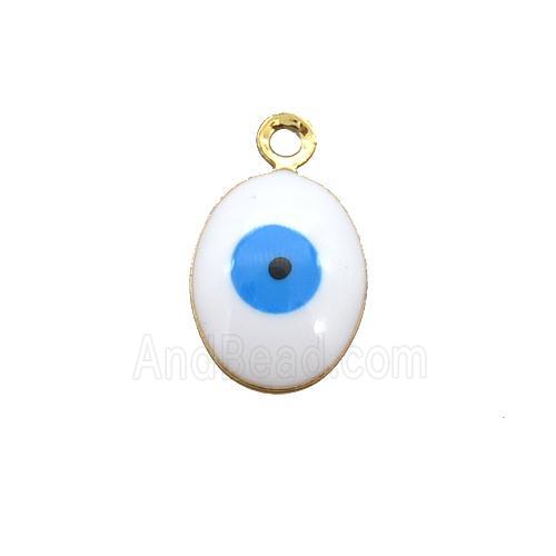 copper Evil Eye pendant with white enamel, gold plated