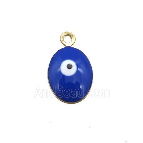 copper Evil Eye pendant with blue enamel, gold plated