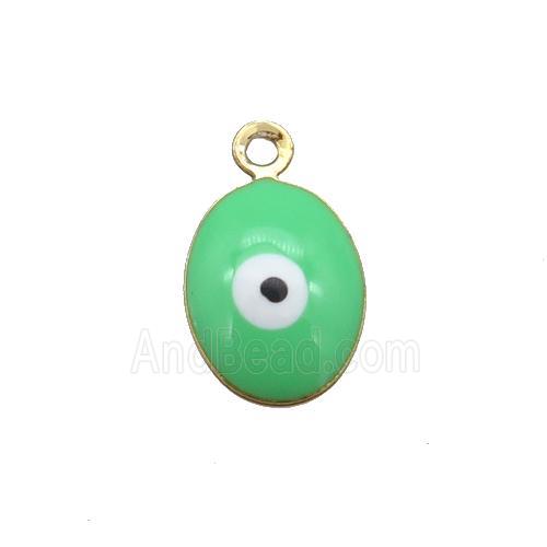 copper Evil Eye pendant with green enamel, gold plated
