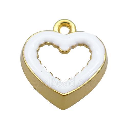 copper Heart pendant with white enamel, gold plated