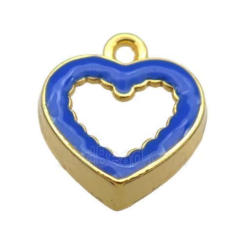 copper Heart pendant with blue enamel, gold plated