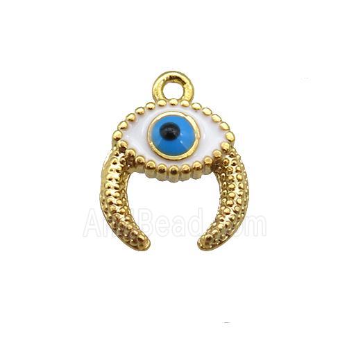 copper Evil eye pendant with white enamel, gold plated